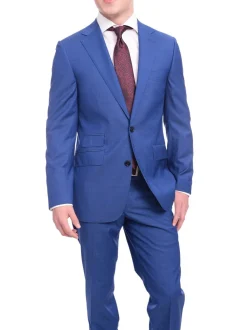 Napoli Slim Fit Royale Blue Check Two Button Half Canvassed Wool Suit