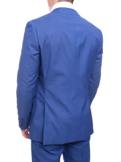 Napoli Slim Fit Royale Blue Check Two Button Half Canvassed Wool Suit