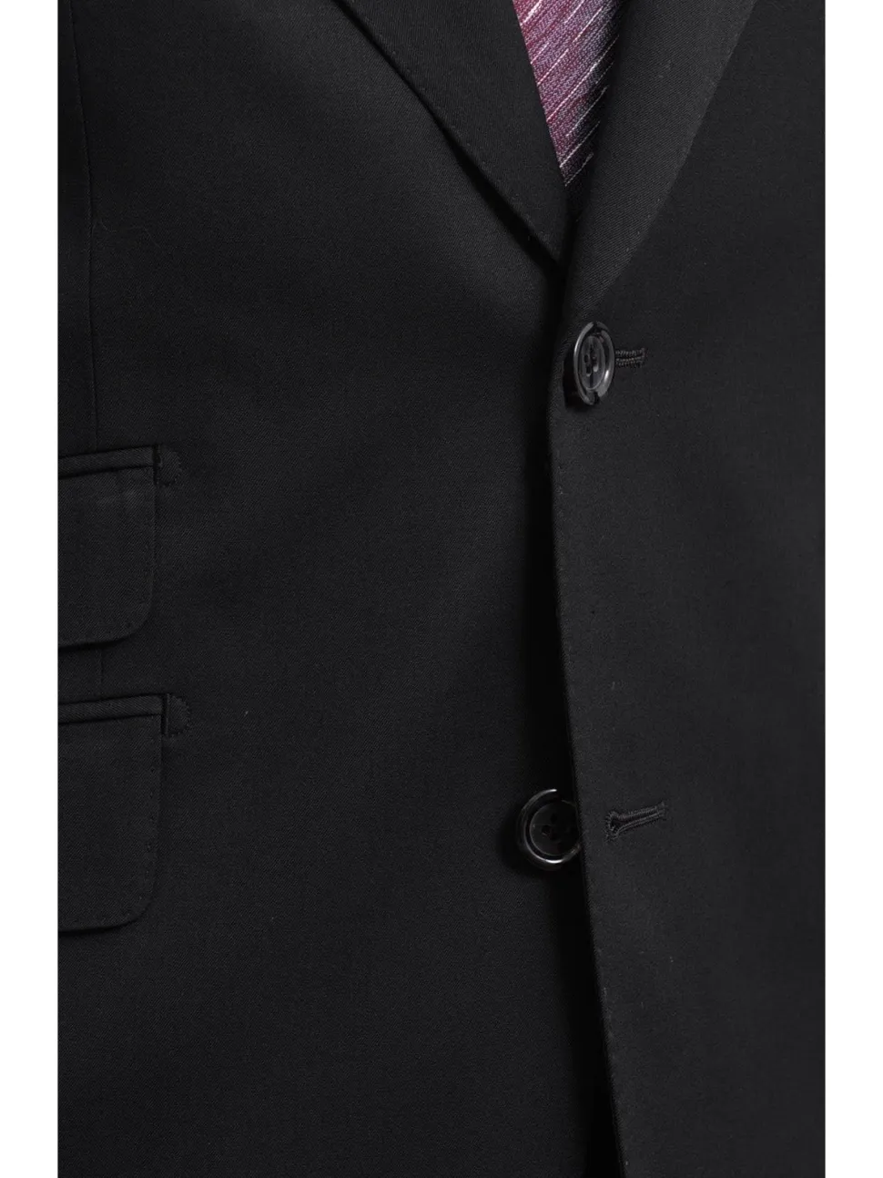 Napoli Slim Fit Solid Black Half Canvassed Wool Cashmere Suit With Peak Lapel