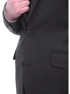 Napoli Slim Fit Solid Black Half Canvassed Wool Cashmere Blend Suit