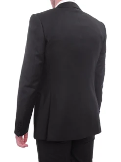 Napoli Slim Fit Solid Black Half Canvassed Wool Cashmere Blend Suit