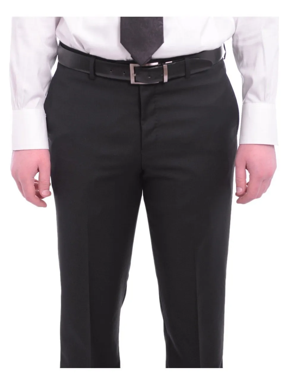 Napoli Slim Fit Solid Black Half Canvassed Wool Cashmere Blend Suit