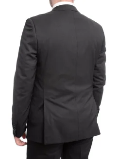 Napoli Slim Fit Solid Charcoal Gray Two Button Half Canvassed Marzotto Wool Suit