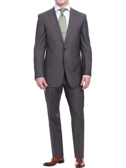 Napoli Slim Fit Solid Gray Half Canvassed Super 150s Marzotto Wool Suit