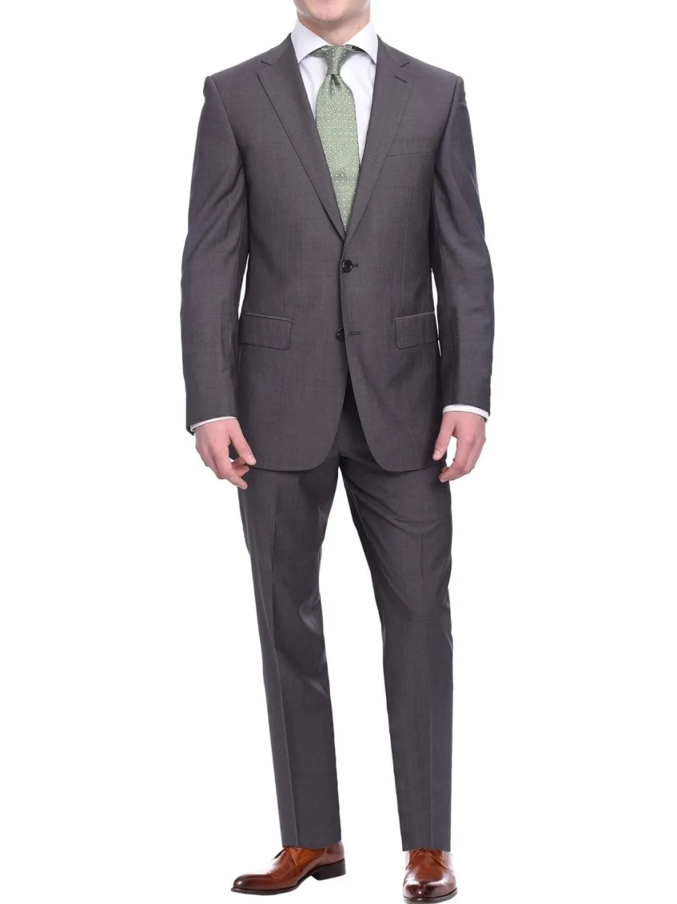 Napoli Slim Fit Solid Gray Half Canvassed Super 150s Marzotto Wool Suit