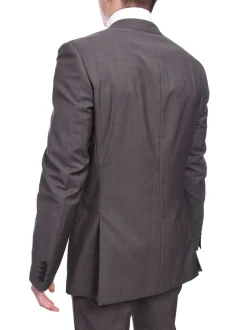 Napoli Slim Fit Solid Gray Half Canvassed Super 150s Marzotto Wool Suit
