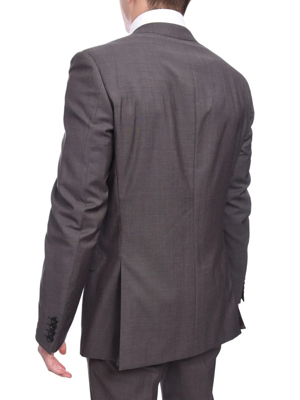 Napoli Slim Fit Solid Gray Half Canvassed Super 150s Marzotto Wool Suit