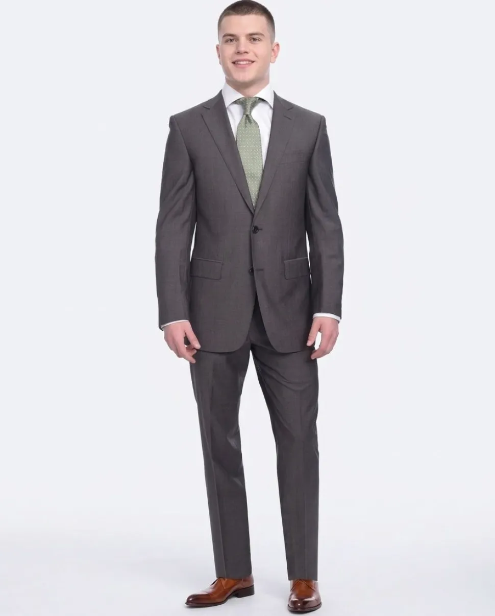 Napoli Slim Fit Solid Gray Half Canvassed Super 150s Marzotto Wool Suit