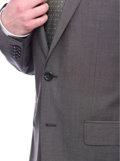 Napoli Slim Fit Solid Gray Half Canvassed Super 150s Marzotto Wool Suit