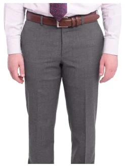 Napoli Slim Fit Solid Gray Two Button Half Canvassed Wool Suit