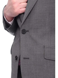Napoli Slim Fit Solid Gray Two Button Half Canvassed Wool Suit