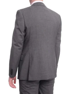 Napoli Slim Fit Solid Gray Two Button Half Canvassed Wool Suit