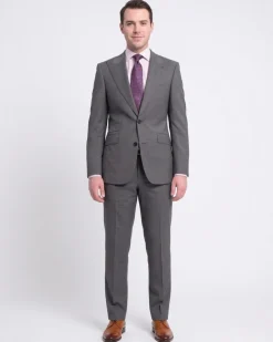 Napoli Slim Fit Solid Gray Two Button Half Canvassed Wool Suit