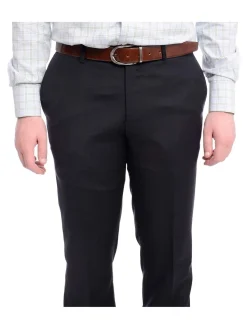 Napoli Slim Fit Solid Navy Blue Flat Front Wool Dress Pants