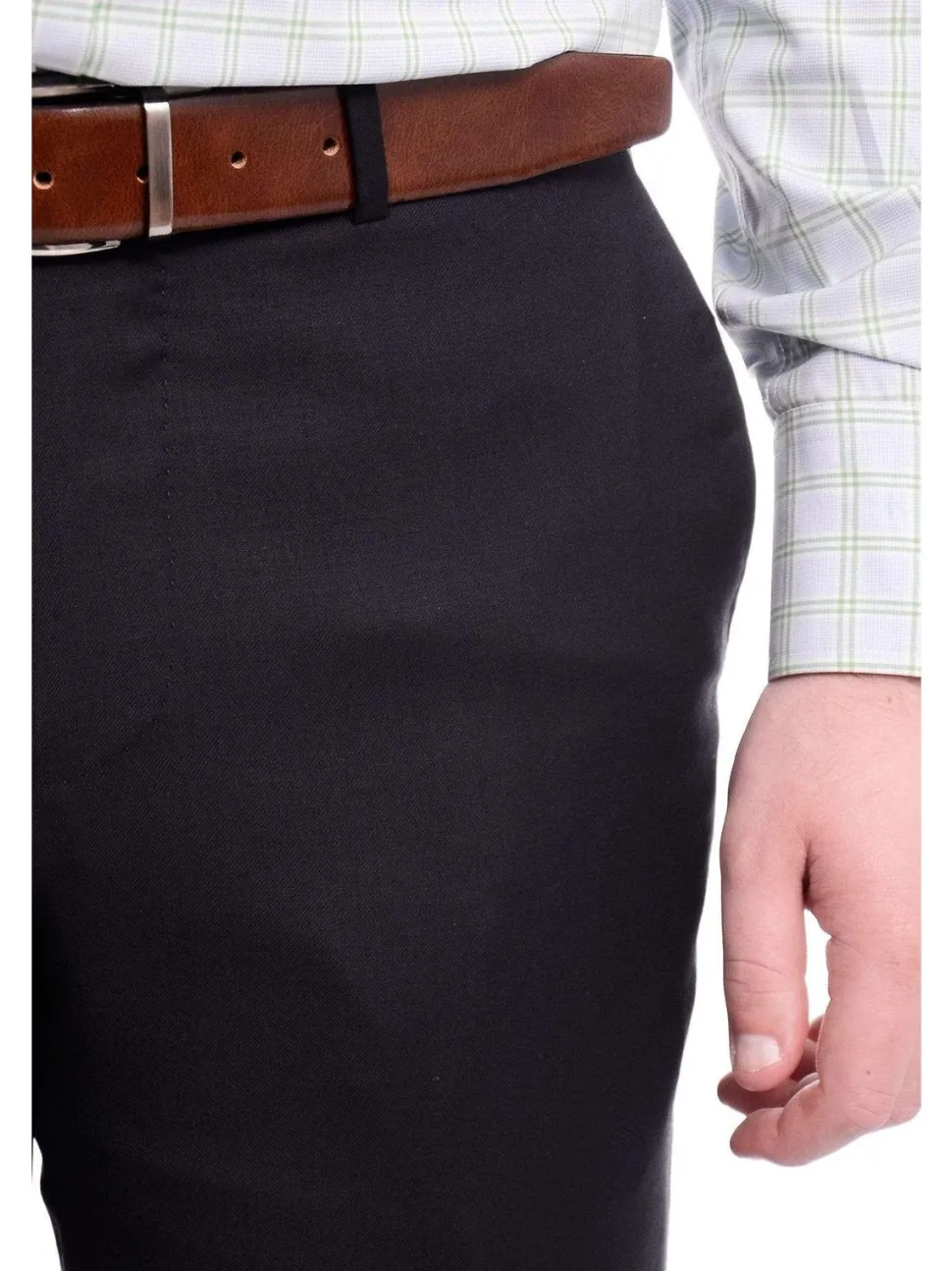 Napoli Slim Fit Solid Navy Blue Flat Front Wool Dress Pants