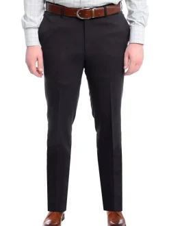 Napoli Slim Fit Solid Navy Blue Flat Front Wool Dress Pants