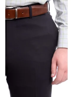 Napoli Slim Fit Solid Navy Blue Flat Front Wool Dress Pants