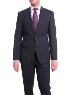 Napoli Slim Fit Solid Navy Blue Two Button Half Canvassed Wool Suit