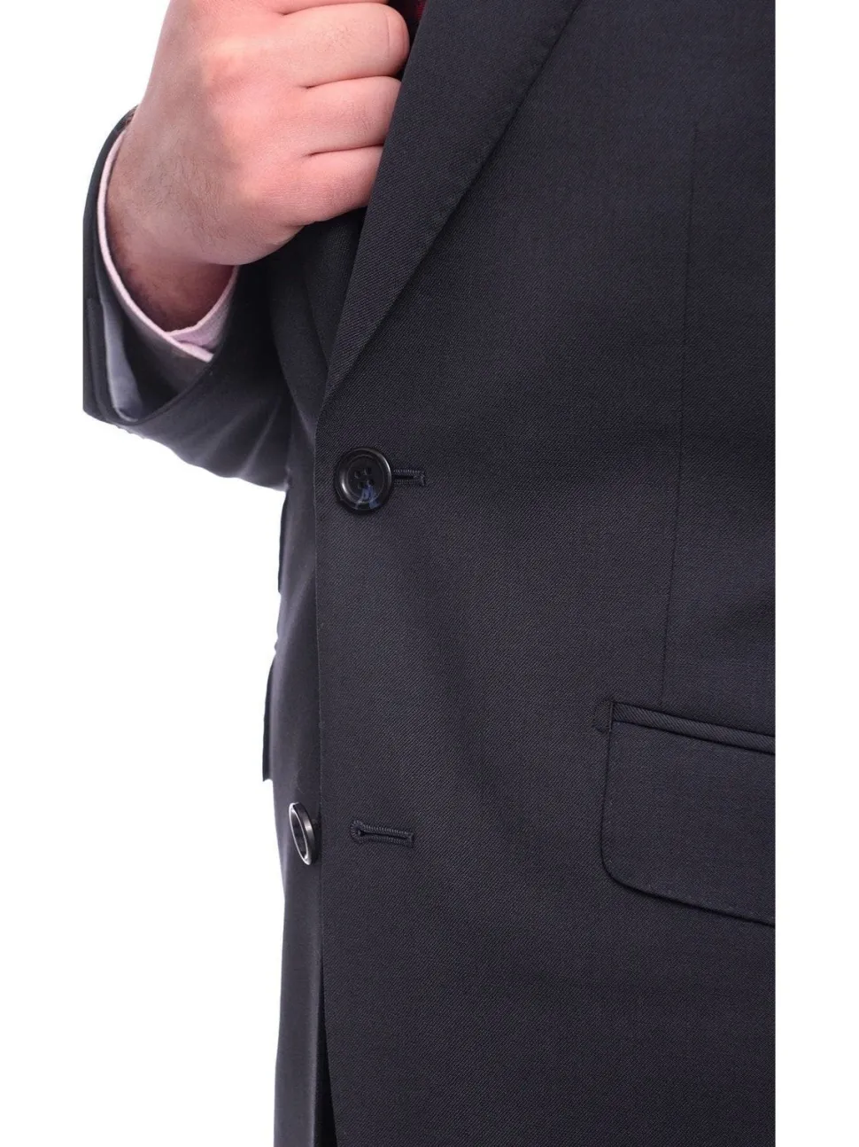 Napoli Slim Fit Solid Navy Blue Two Button Half Canvassed Wool Suit