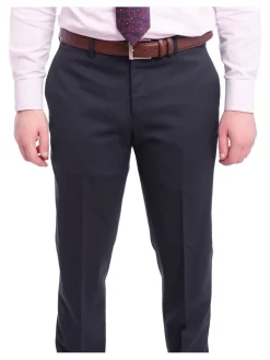 Napoli Slim Fit Solid Navy Blue Two Button Half Canvassed Wool Suit