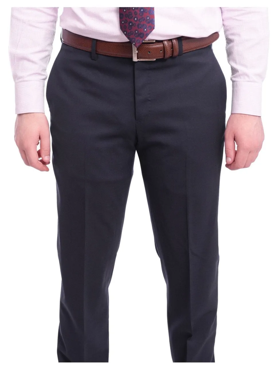 Napoli Slim Fit Solid Navy Blue Two Button Half Canvassed Wool Suit