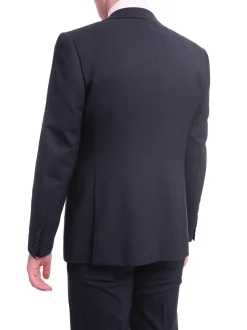 Napoli Slim Fit Solid Navy Blue Two Button Half Canvassed Wool Suit