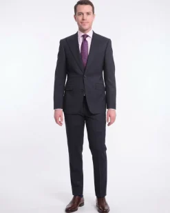 Napoli Slim Fit Solid Navy Blue Two Button Half Canvassed Wool Suit