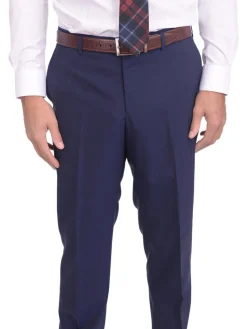 Napoli Slim Fit Solid Navy Blue Two Button Half Canvassed Wool Suit