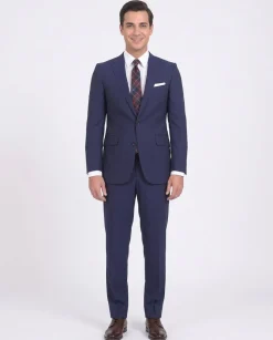 Napoli Slim Fit Solid Navy Blue Two Button Half Canvassed Wool Suit