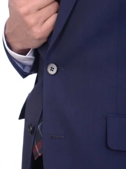 Napoli Slim Fit Solid Navy Blue Two Button Half Canvassed Wool Suit
