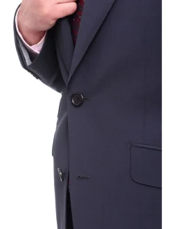 Napoli Slim Fit Solid Navy Blue Two Button Half Canvassed Wool Suit