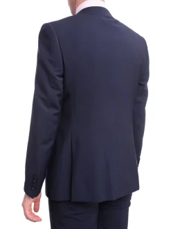 Napoli Slim Fit Solid Navy Blue Two Button Half Canvassed Wool Suit