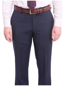 Napoli Slim Fit Solid Navy Blue Two Button Half Canvassed Wool Suit