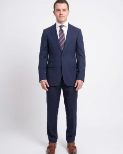 Napoli Slim Fit Solid Navy Blue Two Button Half Canvassed Wool Suit