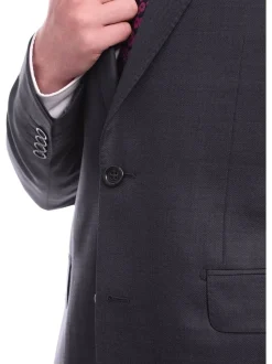 Napoli Slim Fit Solid Navy Blue Two Button Half Canvassed Wool Suit