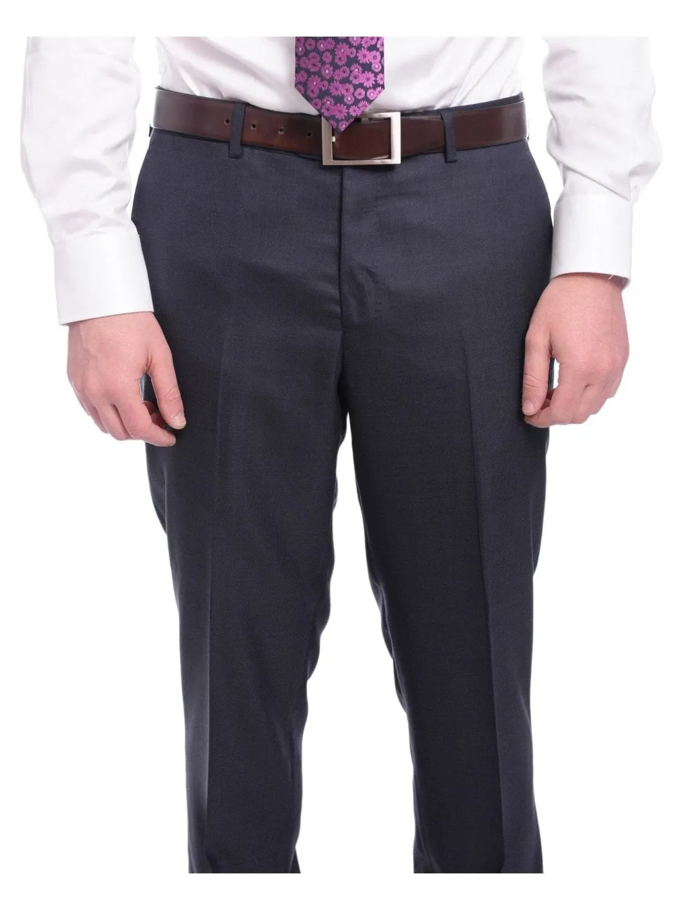 Napoli Slim Fit Solid Navy Blue Two Button Half Canvassed Wool Suit