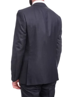 Napoli Slim Fit Solid Navy Blue Two Button Half Canvassed Wool Suit