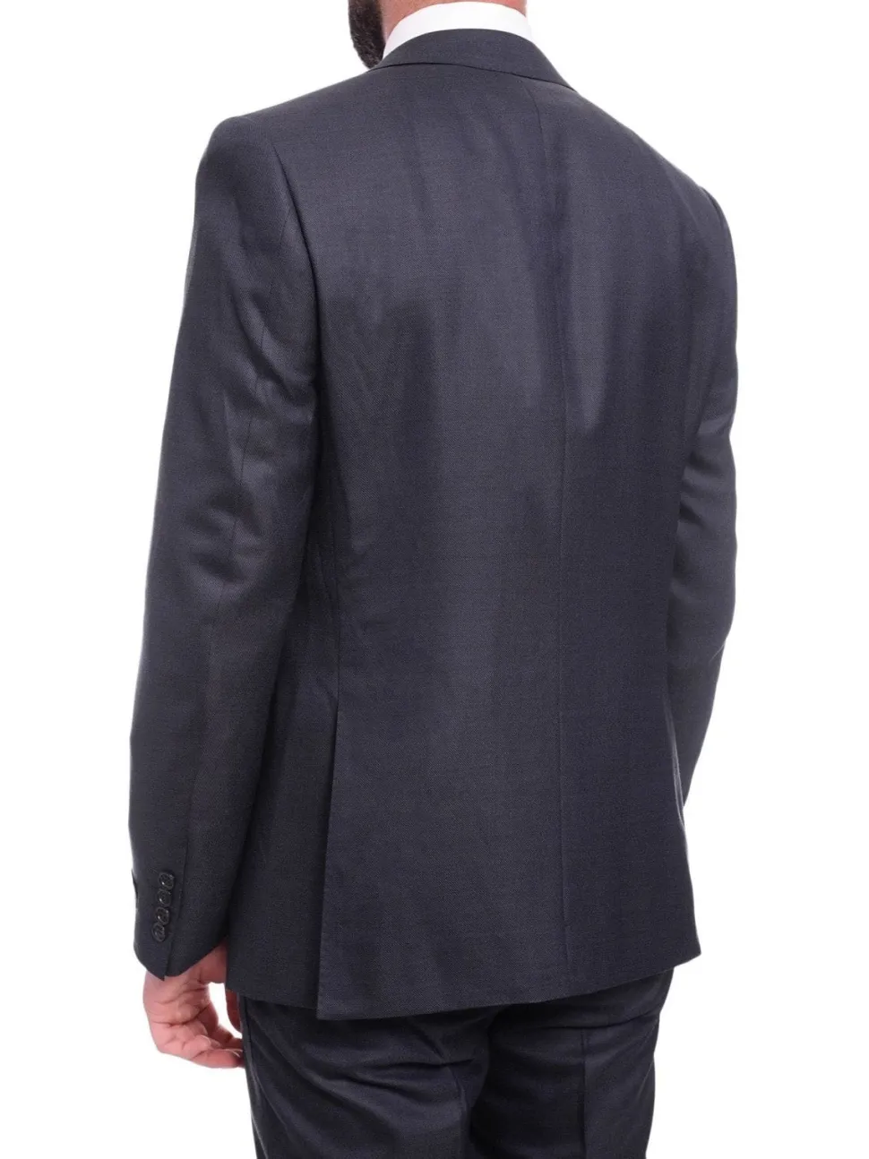 Napoli Slim Fit Solid Navy Blue Two Button Half Canvassed Wool Suit
