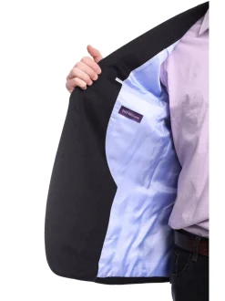 Napoli Slim Fit Solid Navy Flannel Half Canvassed Wool Silk Cashmere Sportcoat