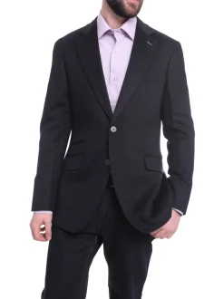 Napoli Slim Fit Solid Navy Flannel Half Canvassed Wool Silk Cashmere Sportcoat