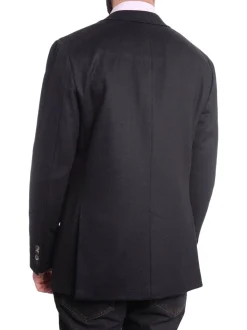 Napoli Slim Fit Solid Navy Flannel Half Canvassed Wool Silk Cashmere Sportcoat