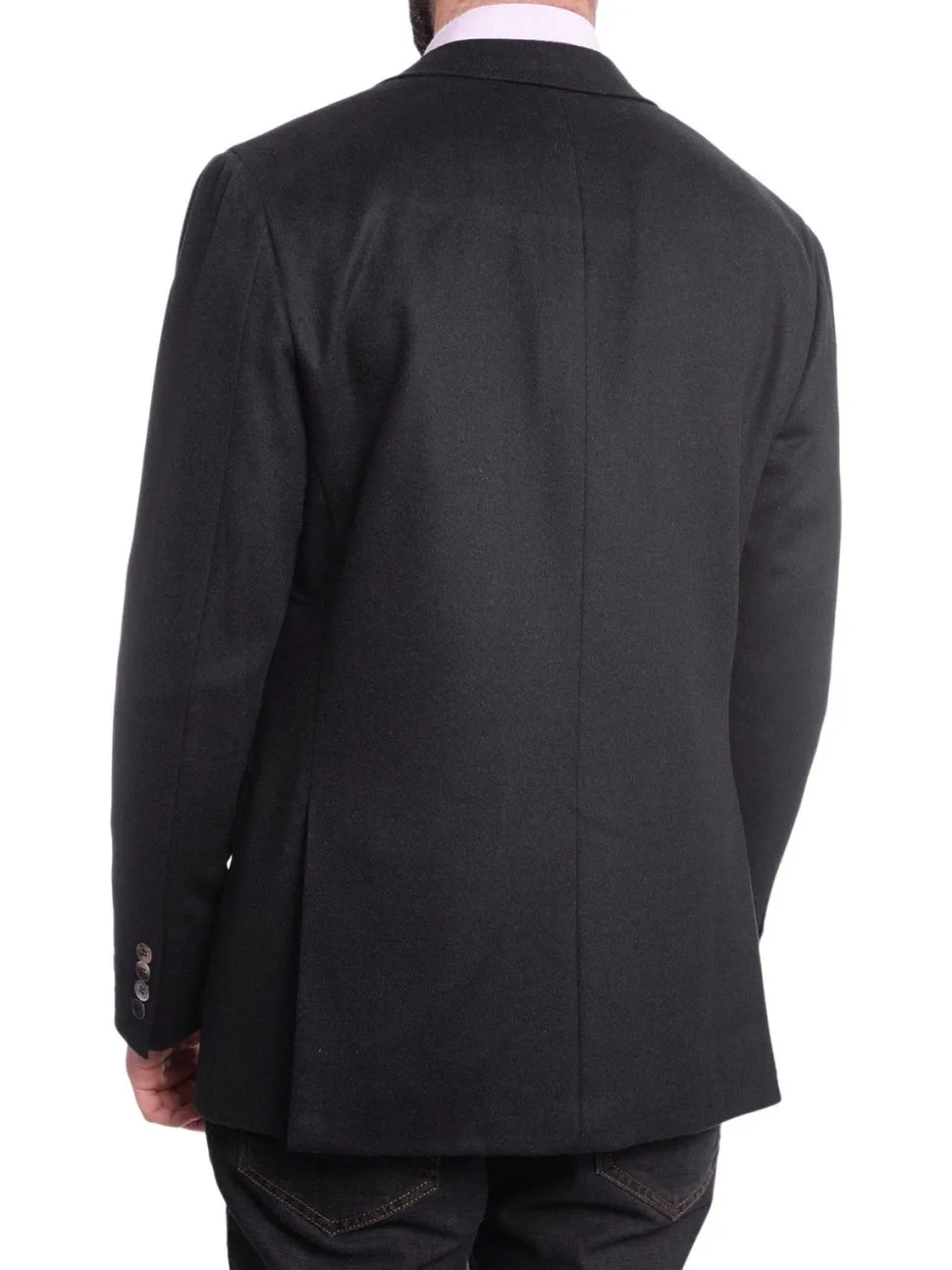 Napoli Slim Fit Solid Navy Flannel Half Canvassed Wool Silk Cashmere Sportcoat