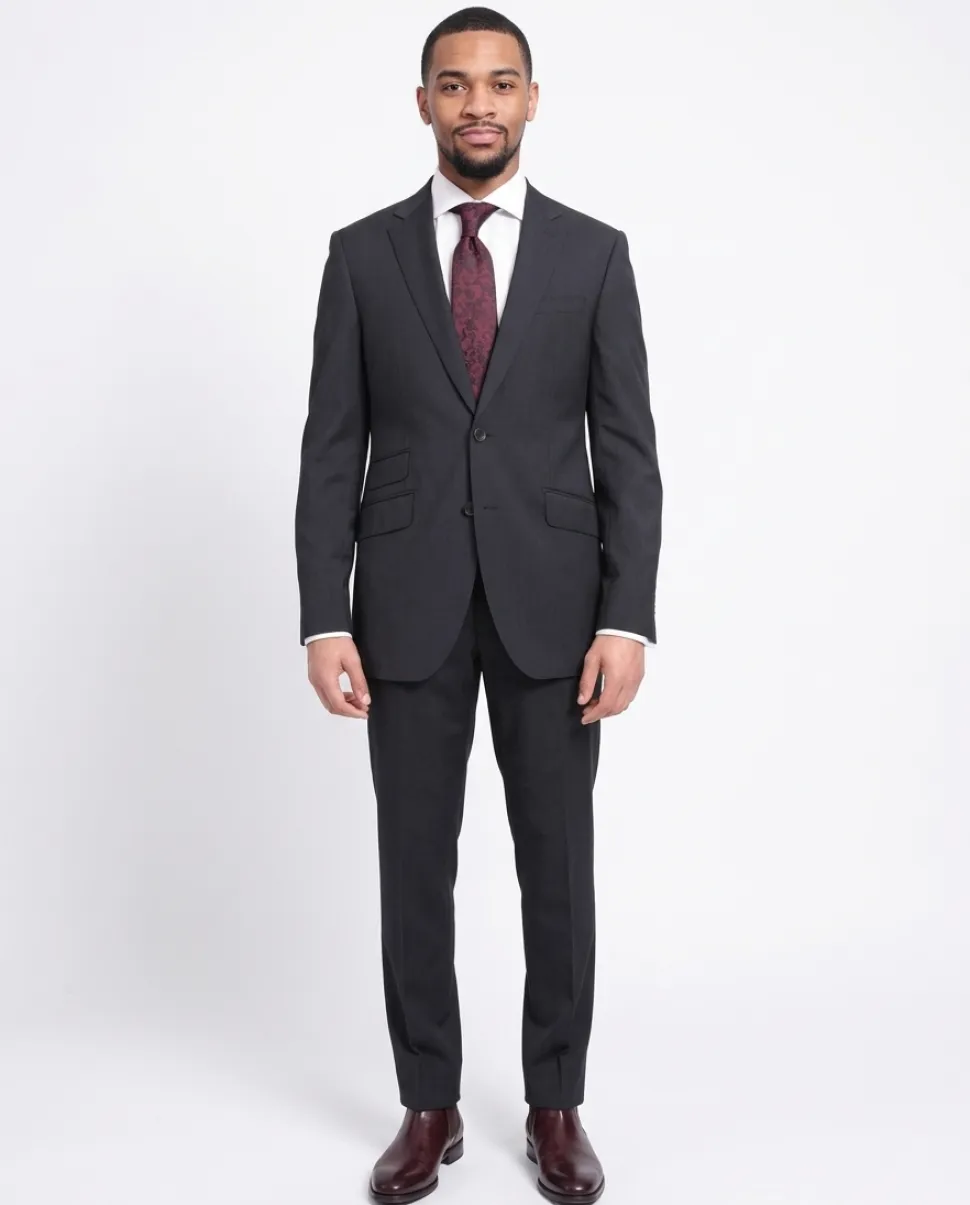 Napoli Slim Fit Subtle Navy Pinstripe Half Canvassed Marzotto Wool Suit