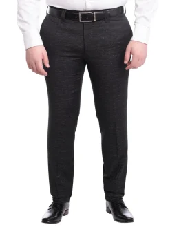 Napoli Slim Fit Textured Black Flat Front Wool Dress Pants
