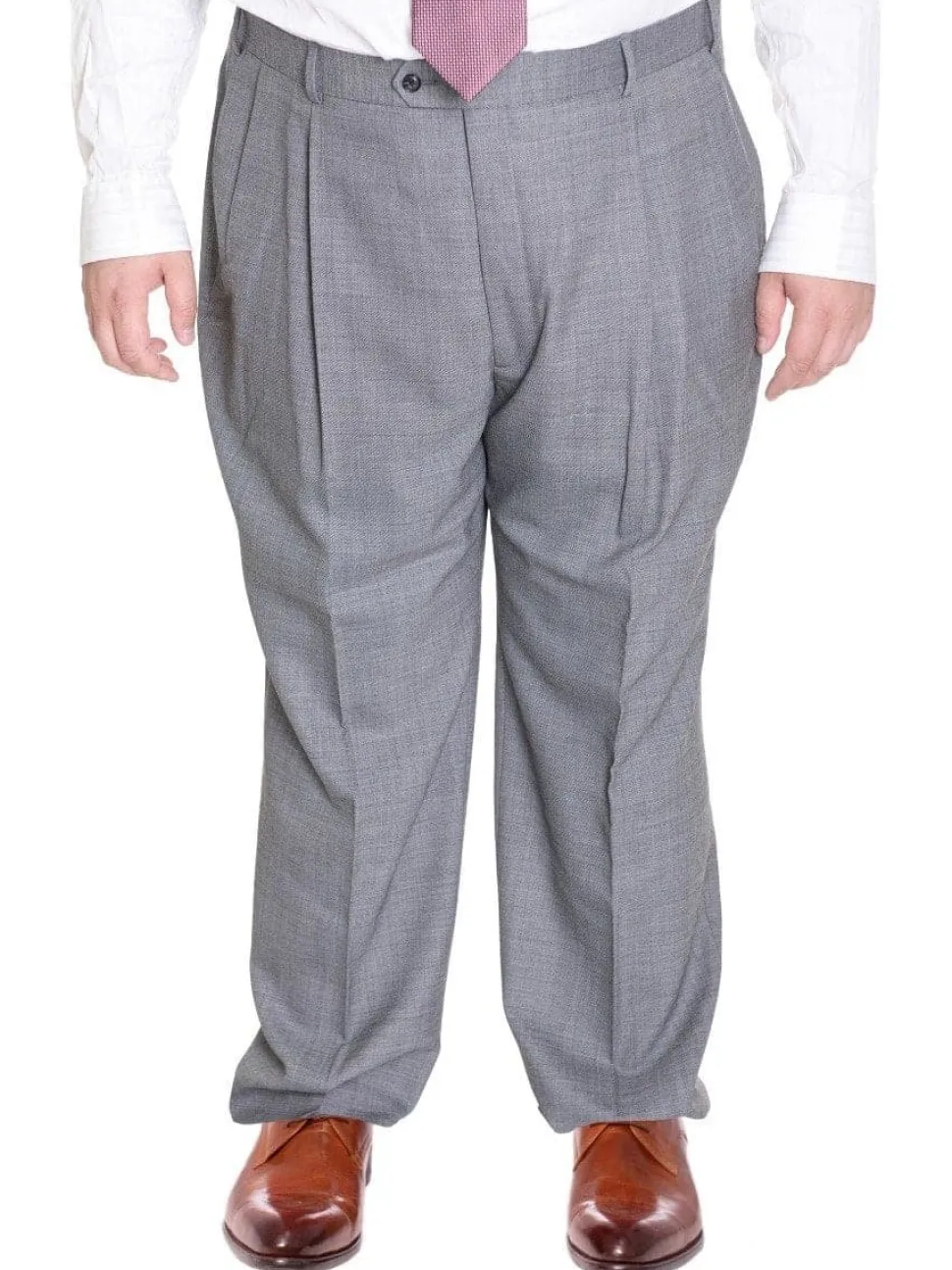 Palm Beach Mens Light Heather Gray Double Pleated Wool Blend Dress Pants