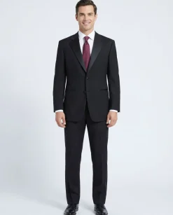 Pal Zileri Mens 40L Drop 8 Solid Black 100% Wool 2 Piece Tuxedo