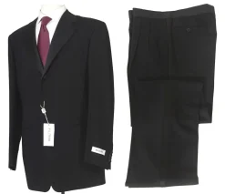 Pal Zileri Mens 40L Drop 8 Solid Black 100% Wool 2 Piece Tuxedo