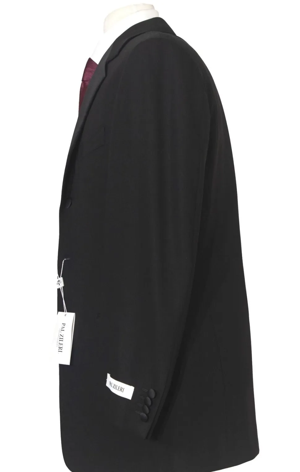 Pal Zileri Mens 40L Drop 8 Solid Black 100% Wool 2 Piece Tuxedo