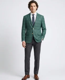 Private Label Mens Green Crossweave Classic Fit Blazer Sportcoat