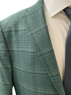 Private Label Mens Green Crossweave Classic Fit Blazer Sportcoat